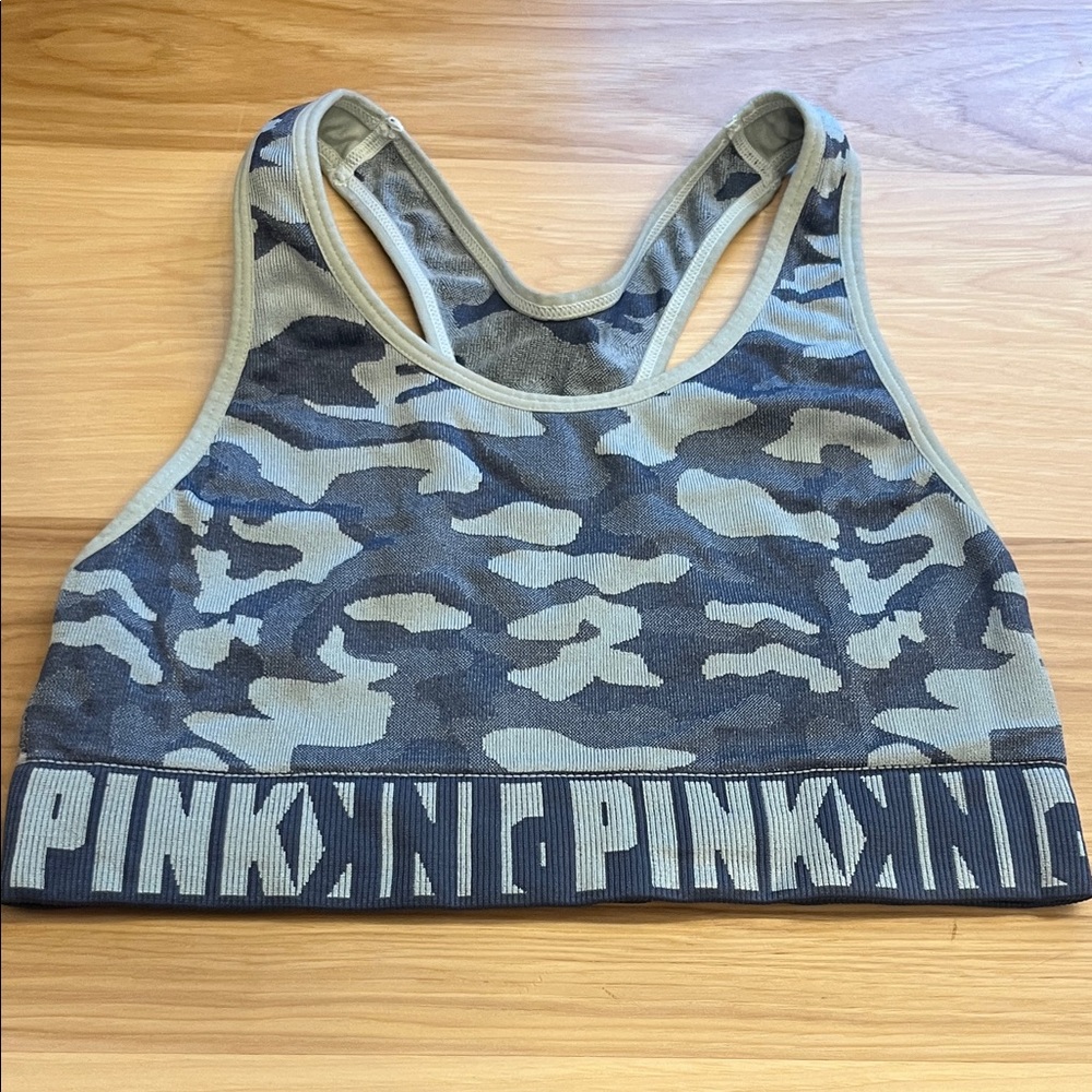 PINK Victoria's Secret Blue and Gray Sports Bra